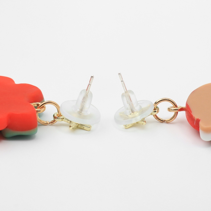 Новый год! Серьги «Новогодние» медведь с подарком, цветные в золоте Новый год! Серьги «Новогодние» медведь с подарком, цветные в золоте