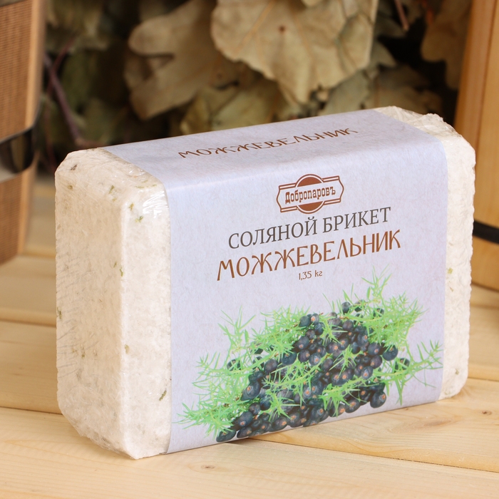 Соляной брикет  Соляной брикет "Можжевельник", 1,35 кг "Добропаровъ"