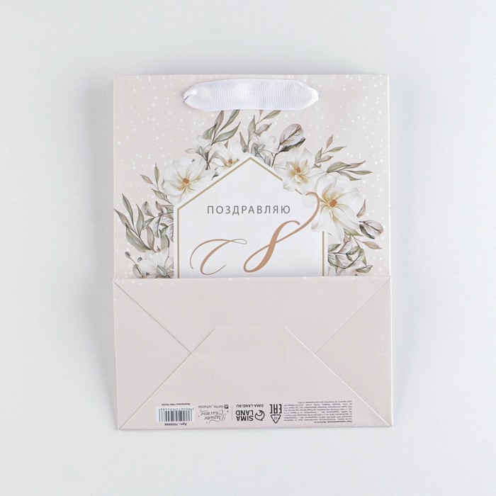 Пакет подарочный ламинированный, упаковка, «Нюд», MS 18 х 23 х 10 см