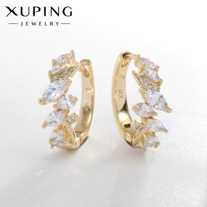 Серьги-кольца XUPING диадема, цвет белый в золоте, d=2 см Серьги-кольца XUPING диадема, цвет белый в золоте, d=2 см