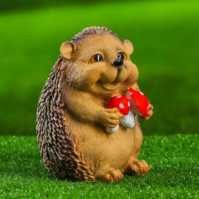 Садовая фигура Садовая фигура "Ежик с грибами милый" 11х8х10 см