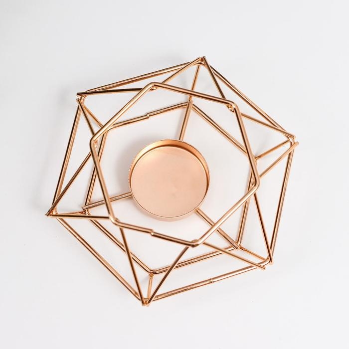 Подсвечник металл на 1 свечу Подсвечник металл на 1 свечу "Шестигранник" золото 5,5х13х11,5 см