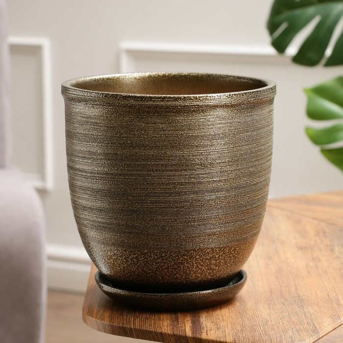 Горшок цветочный  Горшок цветочный "Золото" с поддоном, 5л