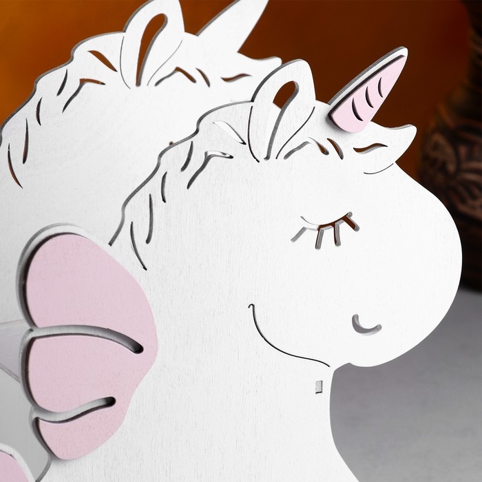 Кашпо деревянное для цветов и подарков  Кашпо деревянное для цветов и подарков "Единорог", розовое, 23х11х23 см