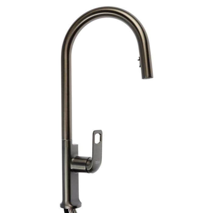 Смеситель для кухни ZEIN Z3785, однорычажный, вытяжной излив, аэратор 2 режима, графит Смеситель для кухни ZEIN Z3785, однорычажный, вытяжной излив, аэратор 2 режима, графит