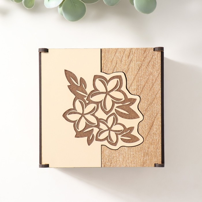 Шкатулка комбинированная  Шкатулка комбинированная "Цветы" 10,5х10х7 см