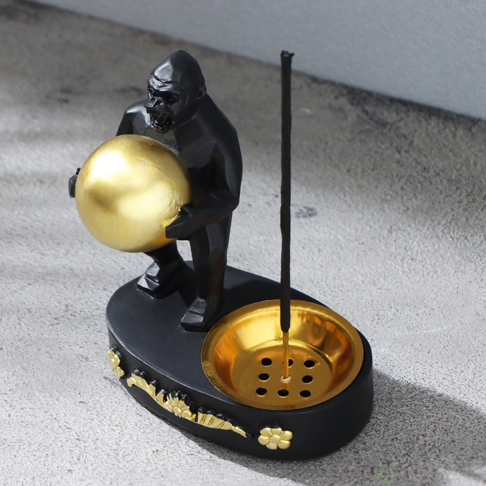 Курильница Курильница "Обезьяна с шаром", черная