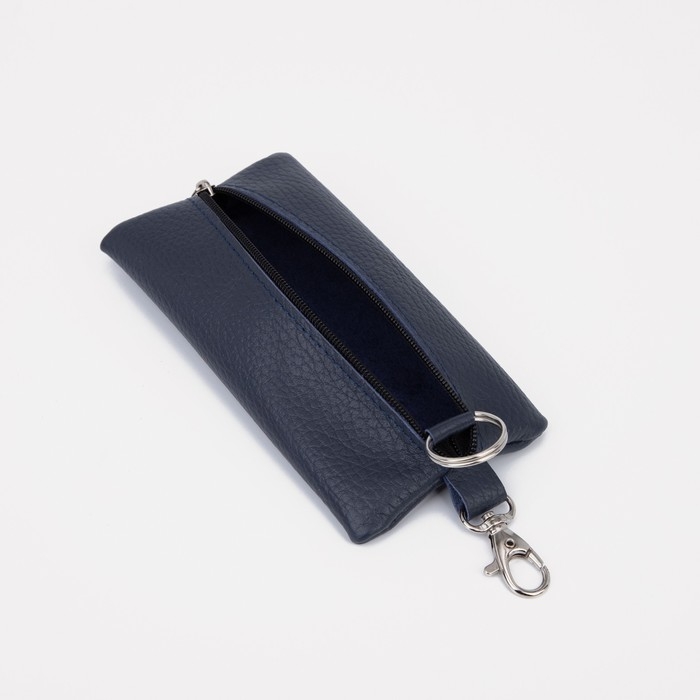 Ключница на молнии, длина 15 см, кольцо, карабин, цвет синий Ключница на молнии, длина 15 см, кольцо, карабин, цвет синий