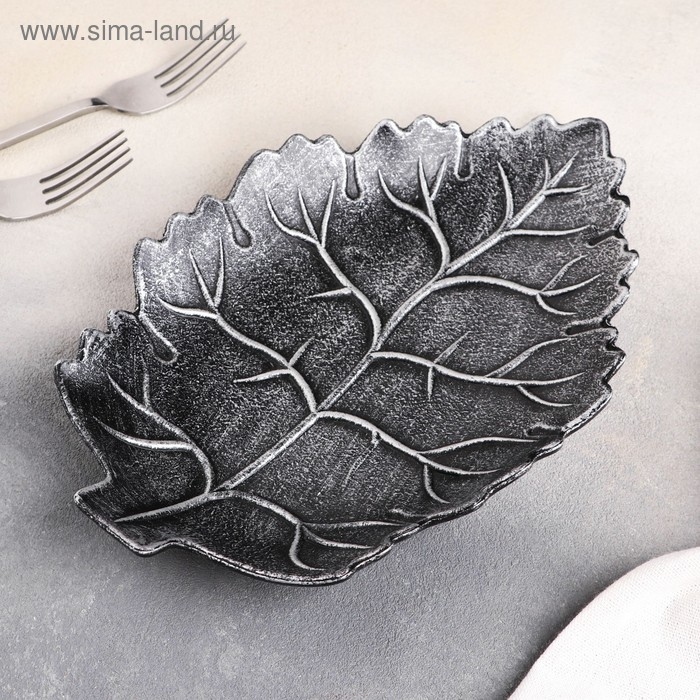 Блюдо для фруктов Доляна «Винтажный лист», 27×18×3 см, цвет серый Блюдо для фруктов Доляна «Винтажный лист», 27×18×3 см, цвет серый
