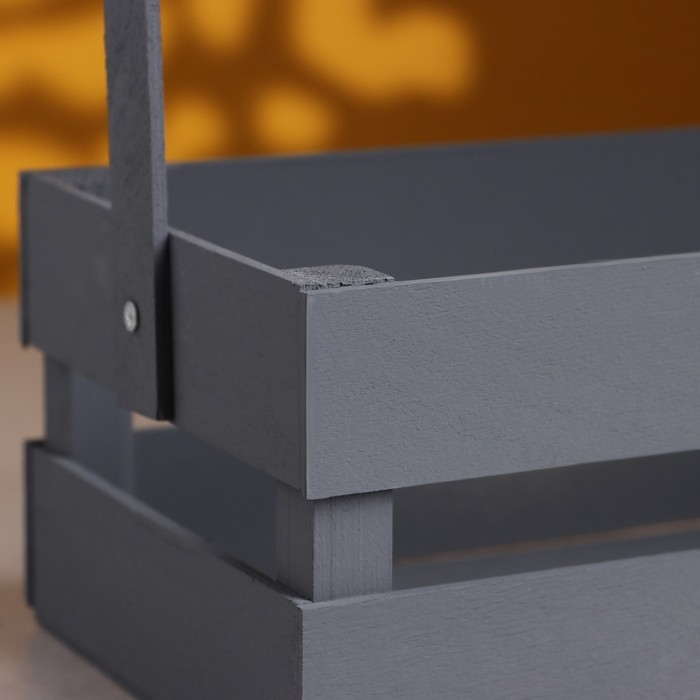 Кашпо деревянное 24.5×13.5×9 см  Кашпо деревянное 24.5×13.5×9 см "Двушка Лайт", двухреечное, серый Дарим Красиво