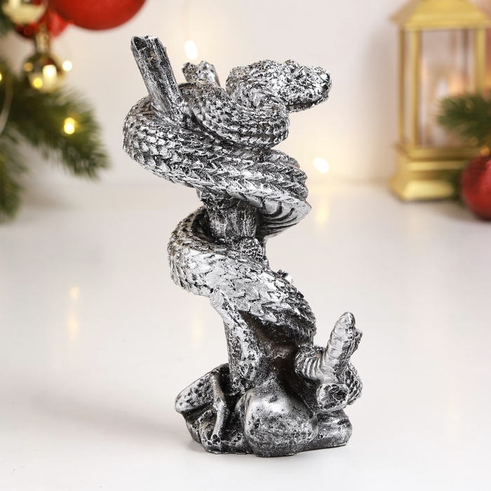 Фигура Фигура "Змея на ветке" 7х10х15см, серебро