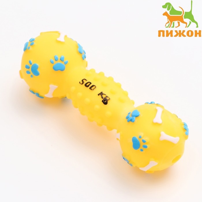 Игрушка пищащая Игрушка пищащая "Гантель 500 kg", 17,5 см, жёлтая