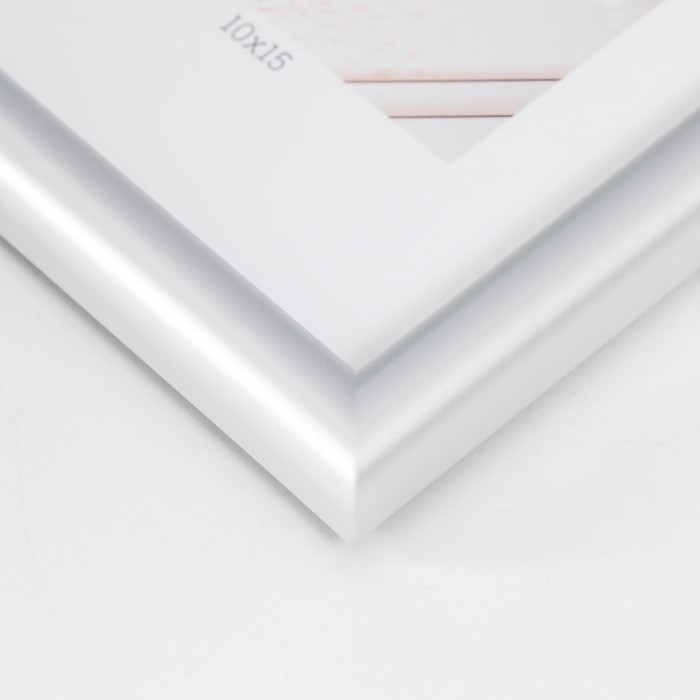 Фоторамка пластик Фоторамка пластик "МИРАМ" 10х15 см, серебро (пластиковый экран)