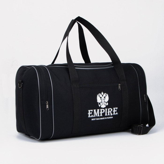 Сумка спортивная на молнии, 2 наружных кармана, длинный ремень, большой размер, цвет чёрный Сумка спортивная на молнии, 2 наружных кармана, длинный ремень, большой размер, цвет чёрный