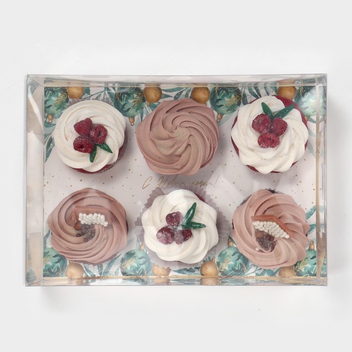 Коробка для капкейка «Мрамор», 23 х 16 х 11.5 см, Новый год Коробка для капкейка «Мрамор», 23 х 16 х 11.5 см, Новый год