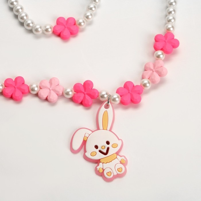 Набор детский «Выбражулька» 2 предмета: кулон, браслет, зайчик, цветной Набор детский «Выбражулька» 2 предмета: кулон, браслет, зайчик, цветной