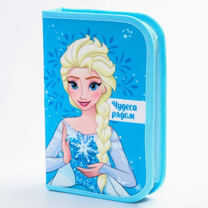 Пенал каркасный, 1 секция, 140х210х40 мм, откидной карман, тканевый, Холодное сердце Пенал каркасный, 1 секция, 140х210х40 мм, откидной карман, тканевый, Холодное сердце