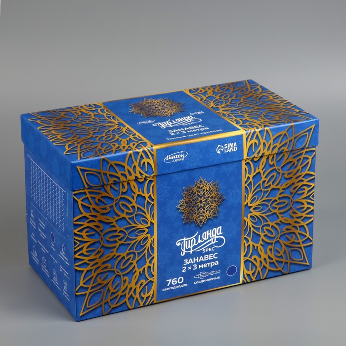 Гирлянда «Занавес» 2 × 3 м, IP44, УМС, тёмная нить, 760 LED, свечение синее, 220 В Гирлянда «Занавес» 2 × 3 м, IP44, УМС, тёмная нить, 760 LED, свечение синее, 220 В