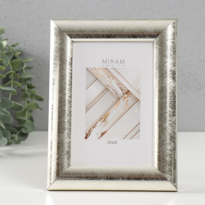 Фоторамка пластик Фоторамка пластик "МИРАМ" 10х15 см 221 серебро (пластиковый экран)