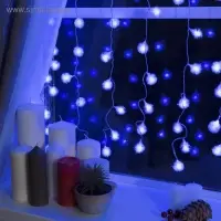 Гирлянда &laquo;Занавес&raquo; 2&times;1.5 м с насадками &laquo;Ёжики&raquo;, IP20, прозрачная нить, 360 LED, свечение синее, 8 режимов, 220 В