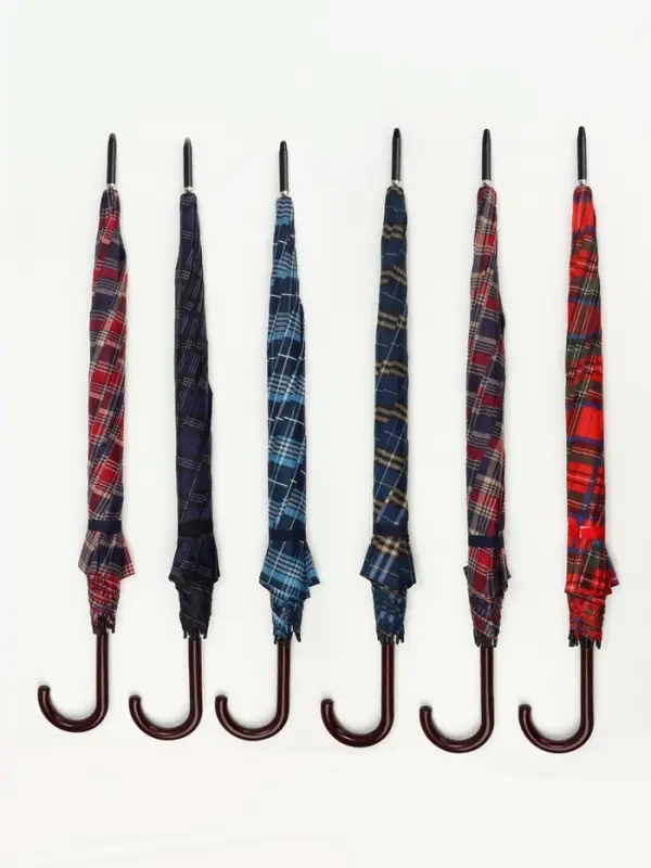 Зонт - трость полуавтоматический &laquo;Клетка&raquo;, 8 спиц, R=58/68 см, d=116 см, синий