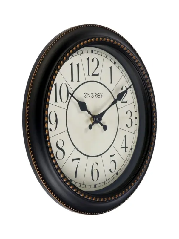 Часы настенные классические ENERGY ЕС-118, бесшумные, плавный ход, d=27.9 см, чёрные