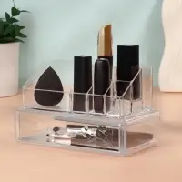 Органайзер для хранения косметики, 9 секций, с выдвижным ящиком, 18.5&times;10&times;11.5 см, прозрачный