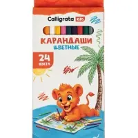 Карандаши Calligrata, цветные, 24 цвета, эконом, шестигранные, пластиковые