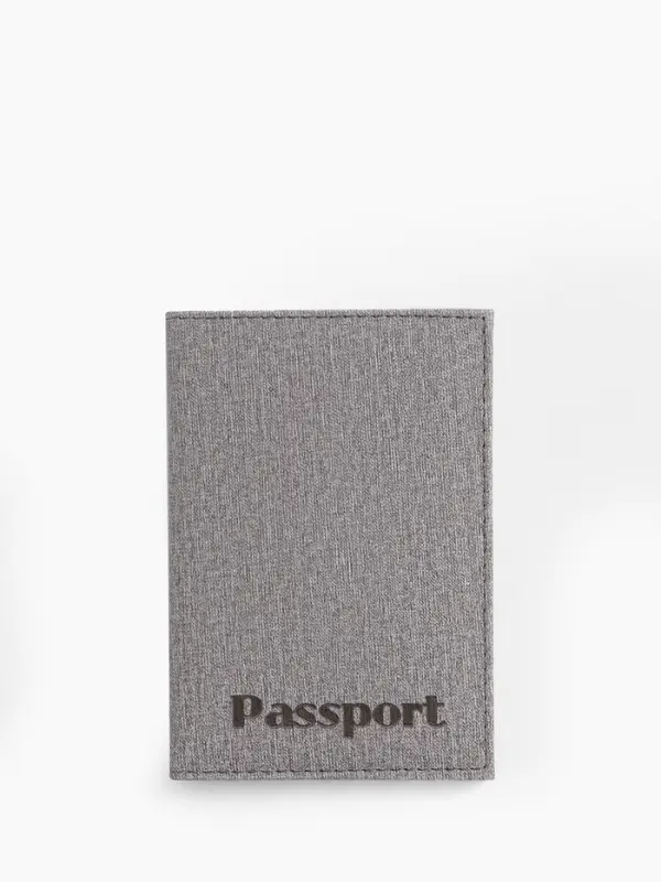 Обложка для паспорта, тиснение, под ткань, серая