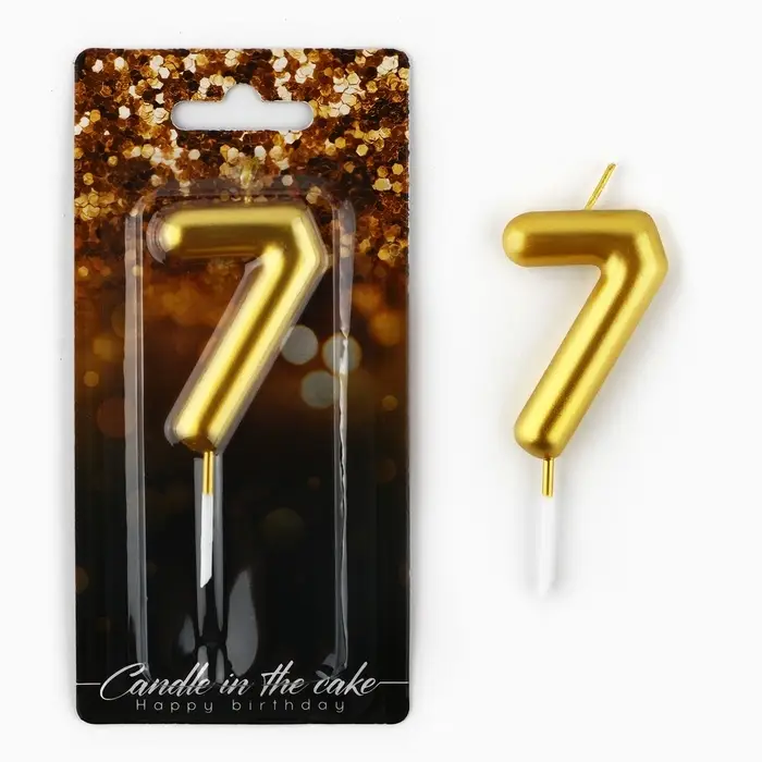 Свеча для торта, цифра &laquo;7&raquo;, золото, 9,5 х 4 см
