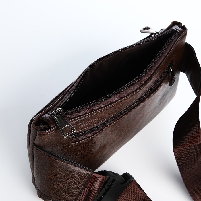 Сумка поясная на молнии, 2 наружных кармана, цвет коричневый Сумка поясная на молнии, 2 наружных кармана, цвет коричневый