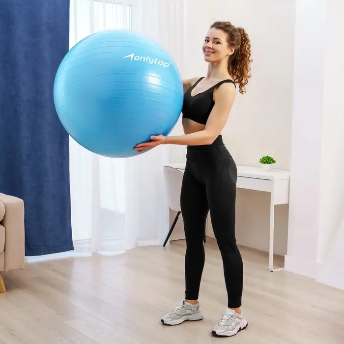Фитбол ONLYTOP, d=85 см, 1400 г, антивзрыв, голубой