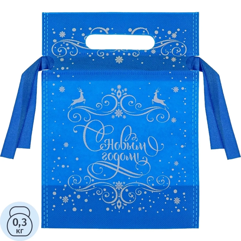 Мешочек для подарков Ледяной узор, 24x18x9см, голубой, НУ-6243