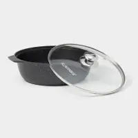 Жаровня KUKMARA, 3 л, d=28 см, h=8.5 см, антипригарное покрытие, серая