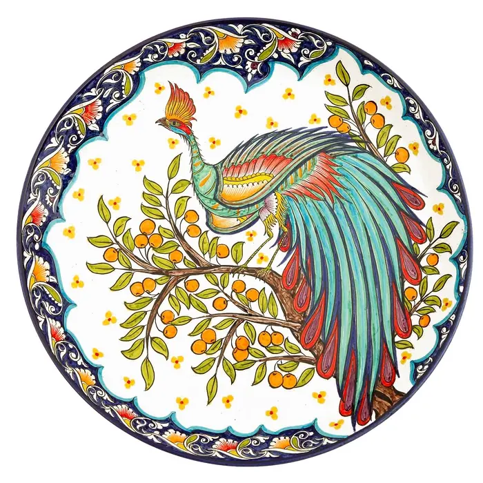 Ляган узбекский Риштанская Керамика &laquo;Жар-птица&raquo;, d=36 см, МИКС