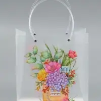 Пакет подарочный прозрачный, "Букет цветов", 22 х 10 х 24 см