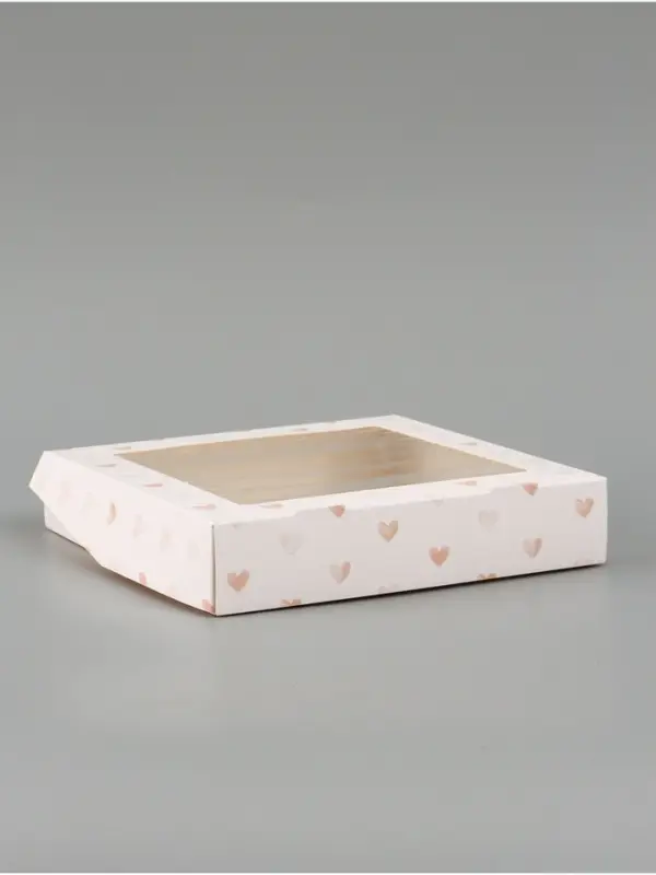 Коробка подарочная складная &laquo;Сердце&raquo;, 20&times;20&times;4 см, с окном