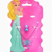 Набор детских украшений &laquo;Выбражулька. Стрекоза&raquo;, 2 предмета: кулон, пусеты, голубой