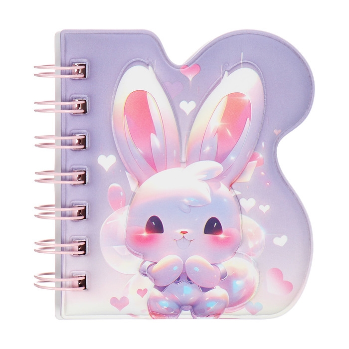 Записная книжка подарочная на гребне 80л,линия, цветной блок,обложка ПВХ 3D Зайка(10х10,5см)   10539 Записная книжка подарочная на гребне 80л,линия, цветной блок,обложка ПВХ 3D Зайка(10х10,5см)   10539