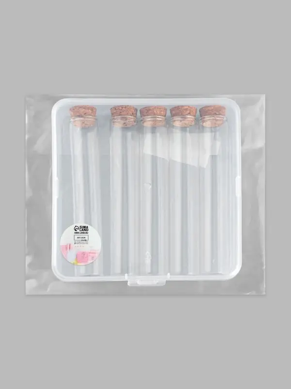 Набор баночек для хранения бисера, d=2.2&times;12 см, 36 мл, 5 шт., в контейнере, 13.5&times;13.5&times;3.5 см