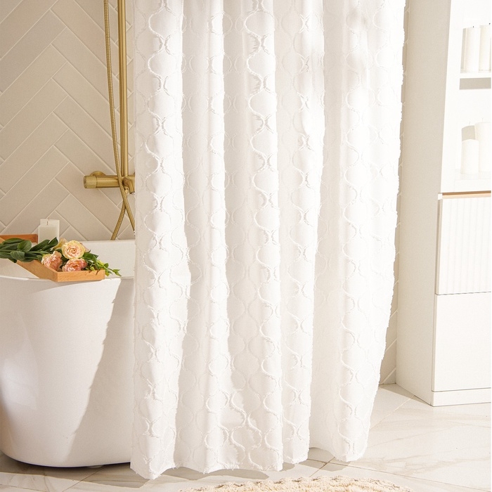 Штора для ванной двойная «Ла Каса», с люверсами, 200×200 см, полиэстер, полиэтилен, белая Штора для ванной двойная «Ла Каса», с люверсами, 200×200 см, полиэстер, полиэтилен, белая