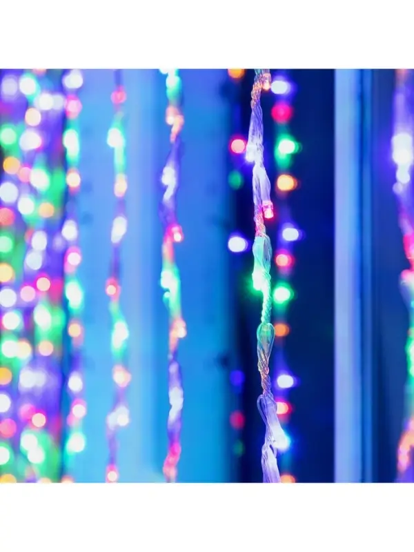 Гирлянда &laquo;Водопад&raquo; 2&times;1.5 м, IP44, прозрачная нить, 400 LED, свечение мульти, 8 комбинаций режимов, 220 В