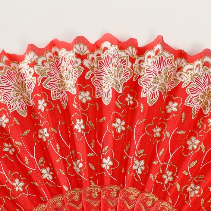 Веер пластик  Веер пластик "Цветы с блёстками" МИКС 23 см