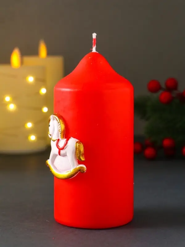 Свеча новогодняя пеньковая "Лошадка" 6х6х8 см