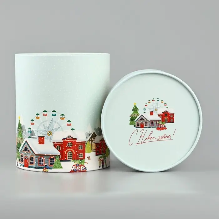 Коробка подарочная круглая &laquo;С Новым годом!&raquo;, 12&times;16 см