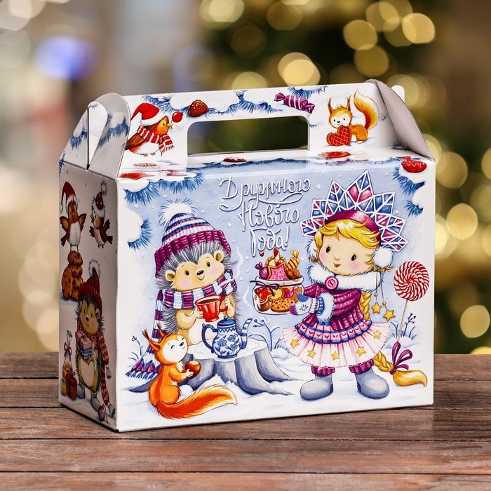 Новый год. Подарочная коробка Новый год. Подарочная коробка "Угощение к чаю" , Чемодан 23 х 10,5 х 16,5 см.