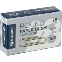 Скрепки Глобус С28-100З металлич.с полимерн.покр,28мм, золотистые, 100шт/уп