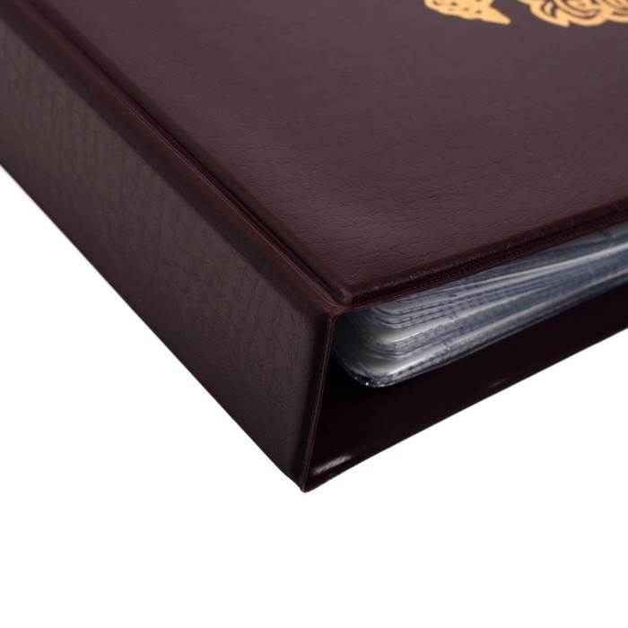 Альбом для монет на кольцах 225 х 265 мм,  Альбом для монет на кольцах 225 х 265 мм, "Памятные монеты РФ", обложка ПВХ, 13 листов и 13 цветных картонных вставок, коричневый