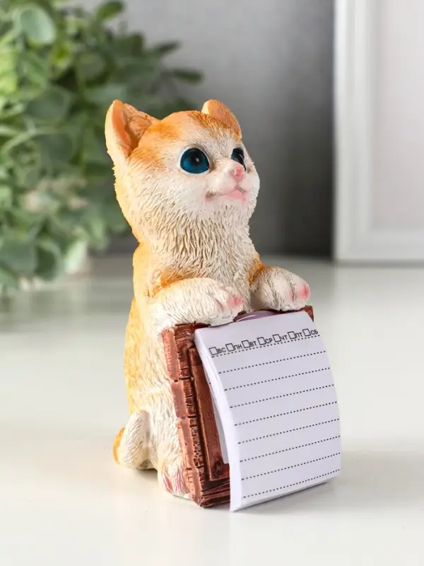 Сувенир полистоун с блокнотом 20 листов "Рыжий котик" 6,5х5х11 см