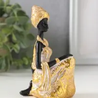 Сувенир полистоун "Африканка в золотом платье с белой патиной" чёрный 7х5х11 см